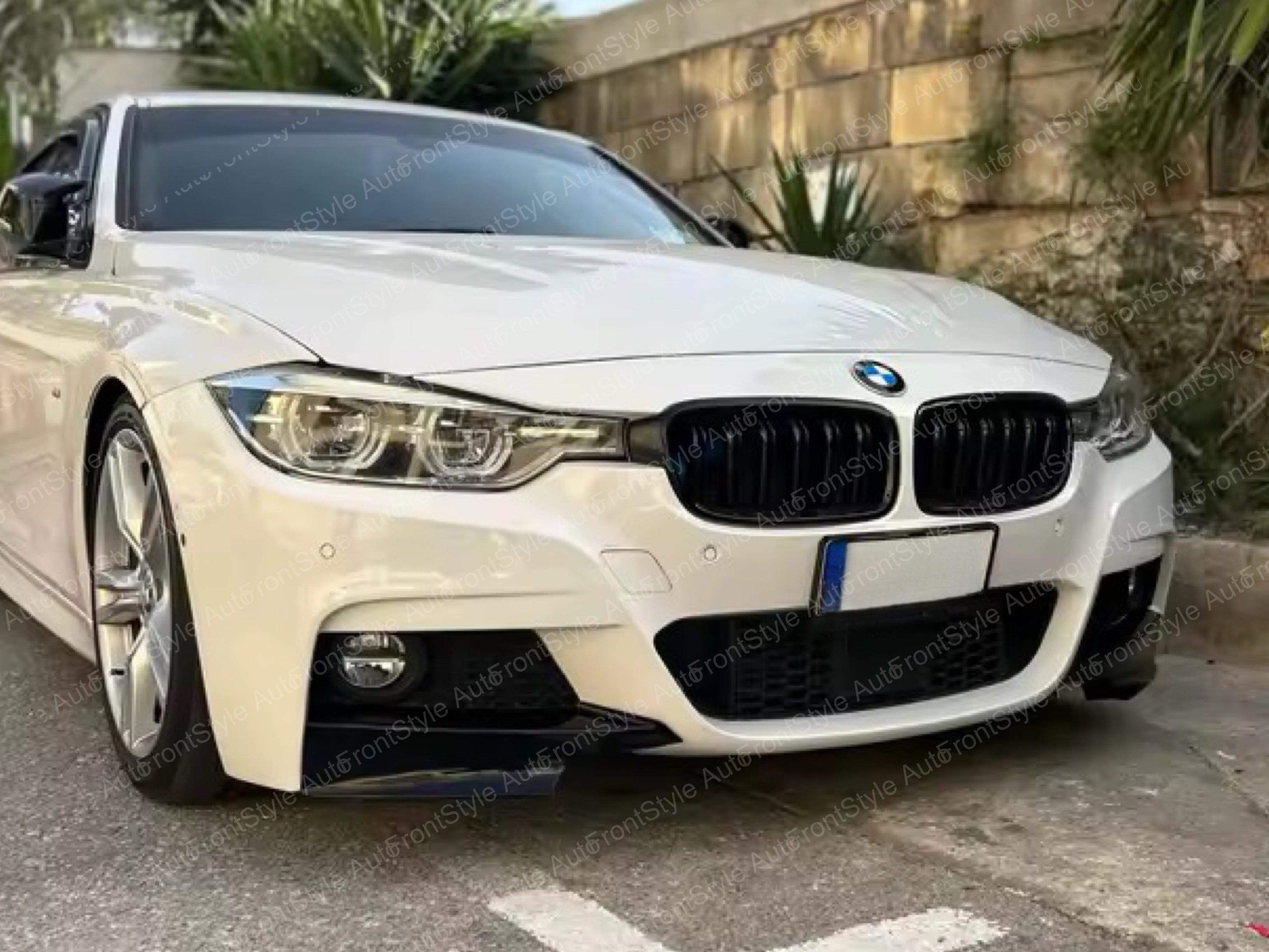 Накладки ікла переднього бампера M performance BMW 3 series F30 F31 2012-2018 абс пластик, чорний глянець